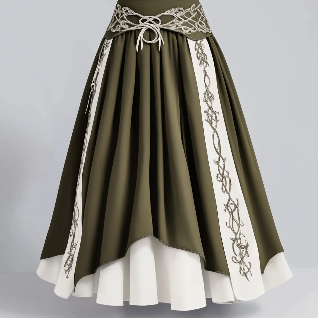 Women's Vintage Viking Rune Cotton And Linen Casual Skirt elevenforest