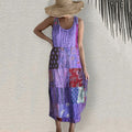 Vintage Bohemian Geometric Floral Art Linen Blend Dress elevenforest