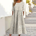 Women's Vintage Floral Print Linen Dress elevenforest