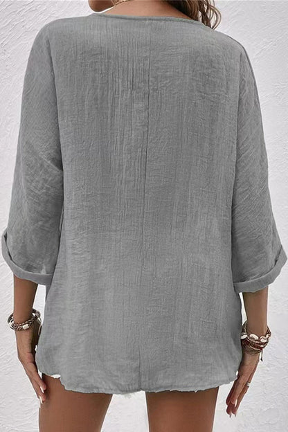 Simplicity Buttons V Neck Tops