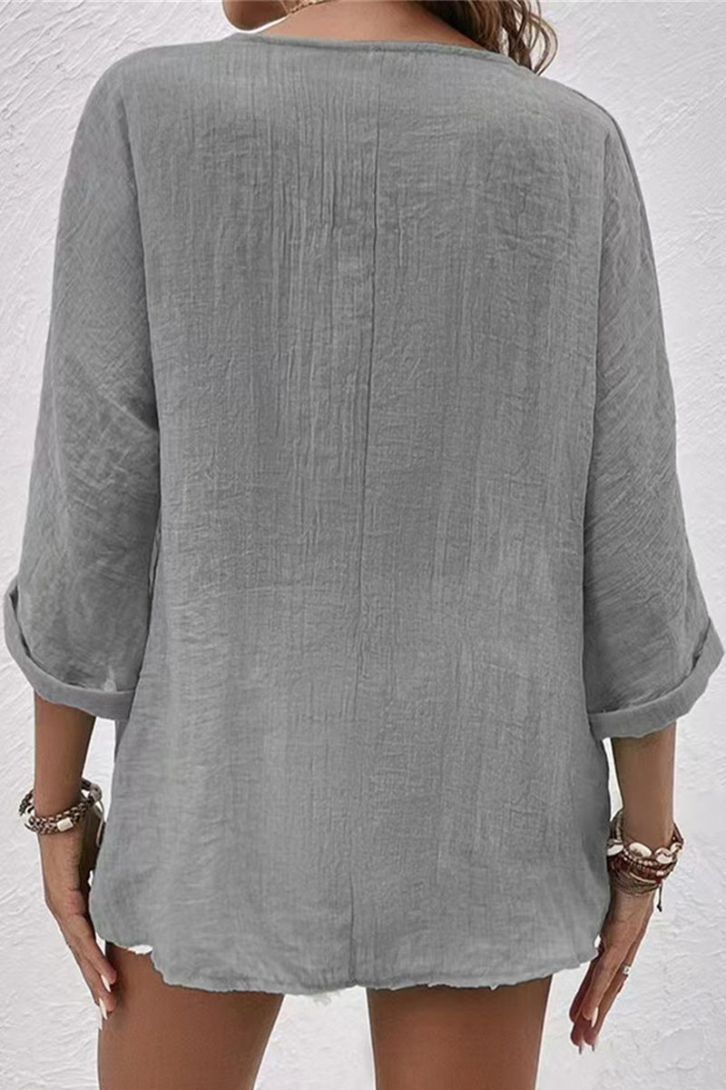 Simplicity Buttons V Neck Tops