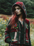 Scottish Vintage Floral Pattern Women's Hooded Sweater elevenforest