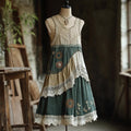 Vintage Lace Patchwork Comfy Linen Tank Dress elevenforest