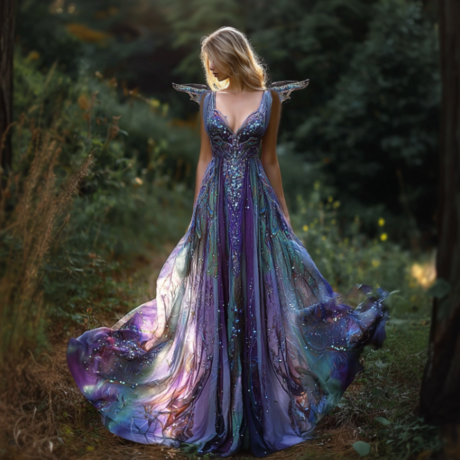 Women's Dream Myth Gradient Cotton And Linen Dress elevenforest