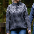 Woman Aran Half-Zip Jacquard Sweater elevenforest