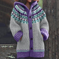 Retro Contrast Jacquard Button Cozy Sweater elevenforest