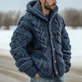 Men's Fair Isle Knit Casual Solid Hooded Sweater elevenforest