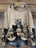 Fuzzy Cats Crochet Art Cozy Knit Hooded Sweater elevenforest