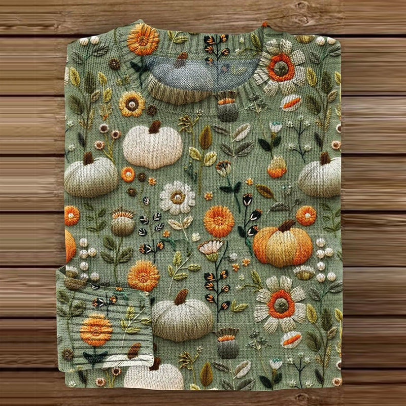 Women's Fall Pumpkins Halloween Art Sweater artswardrobe