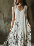 Boho Underwater Creatures Embossed Art Women's V-neck Vest Dress elevenforest