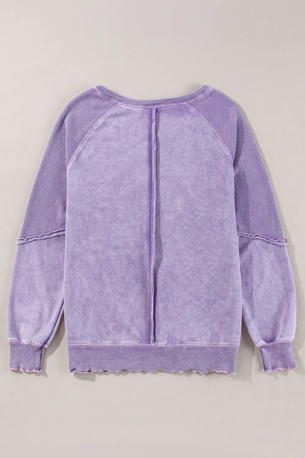 Orchid Petal Waffle Knit Patchwork Sweatshirt
