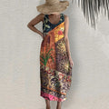 Vintage Bohemian Geometric Art Linen Blend Dress elevenforest