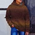 Men's Vintage Colorful Chunky Knit Crochet Art Cozy Hooded Sweater elevenforest