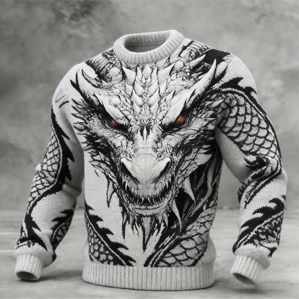 Men's Celtic Dragon Pattern Knit Sweater elevenforest