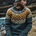 Vintage Norwegian Jacquard Art Knit Crew Neck Sweater elevenforest