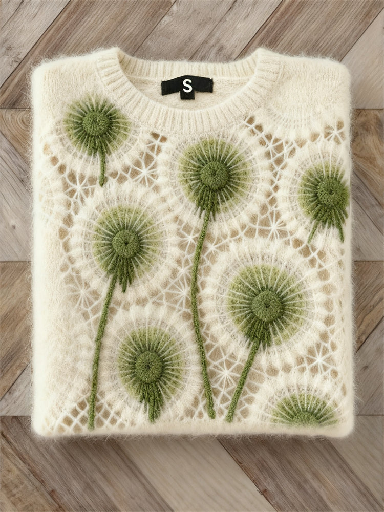 Comstylish Classy Forest Dandelion Inspired Cozy Sweater