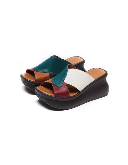 Matching Leather Wedge Slippers