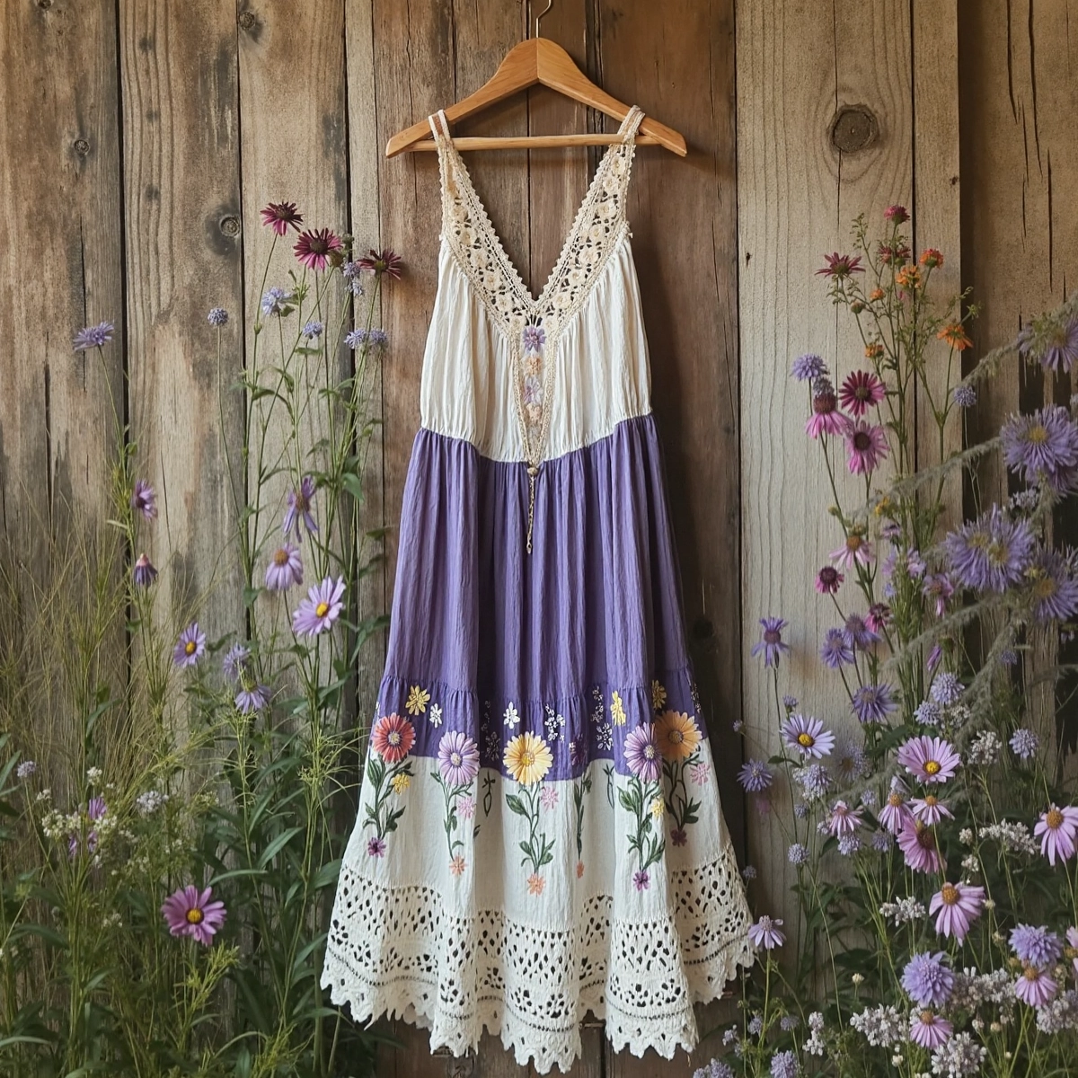 Vintage  Flowers Design Casual V Dress elevenforest