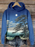 Spring Moon at Ninomiya Beach Japanese Art Hoodie elevenforest