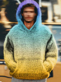 Men's Vintage Multicolor Gradient Art Knitted Hooded Sweater elevenforest