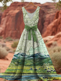 Map Of Mountains And Lakes Women's V-neck Vest Dress elevenforest