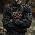 Halloween Pumpkin Lights Men's Knit Crewneck Sweater elevenforest