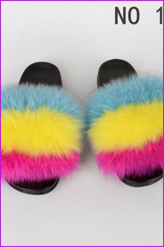{5-7 Days Wait for Make} New Color Fox Fur Slides F639