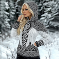 Women's Viking Color Block Celtic Hooded Sweater elevenforest