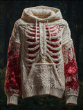 Comstylish Women's Halloween Human Anatomy Art Splicing Hooded Sweater