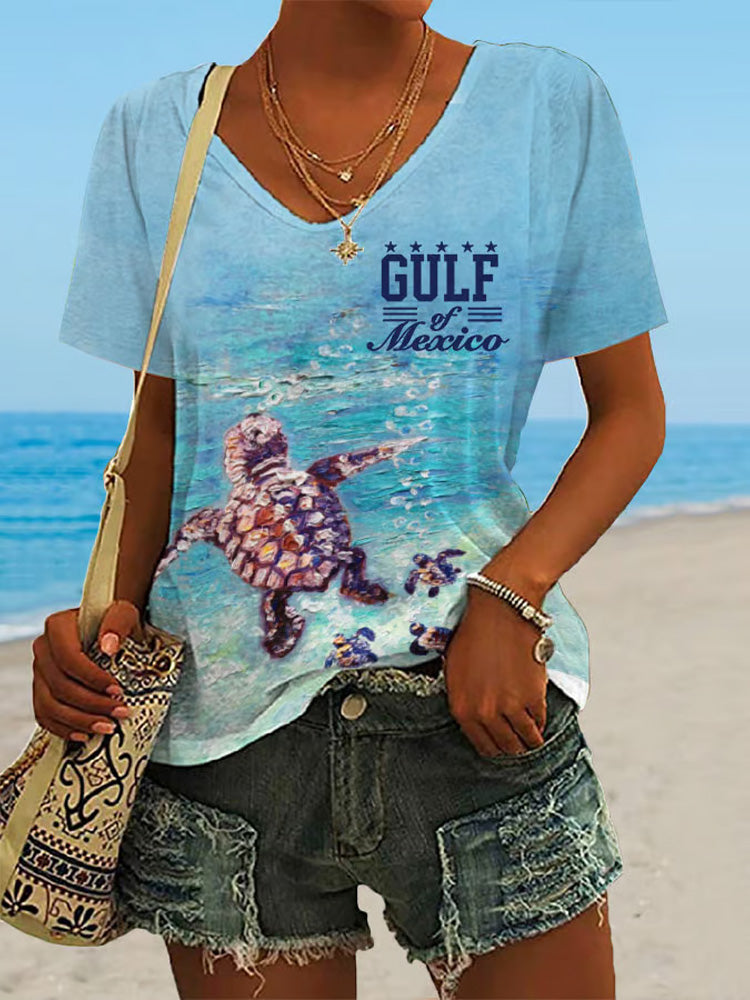 Comstylish Women's Gulf Of Mexico Print T-shirt