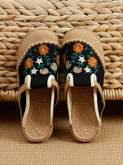Summer Flower Embroidery Slippers Cc050