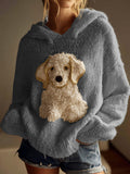 Classic Fuzzy Golden Retriever Dog Felt Cozy Knit Hooded Sweater elevenforest