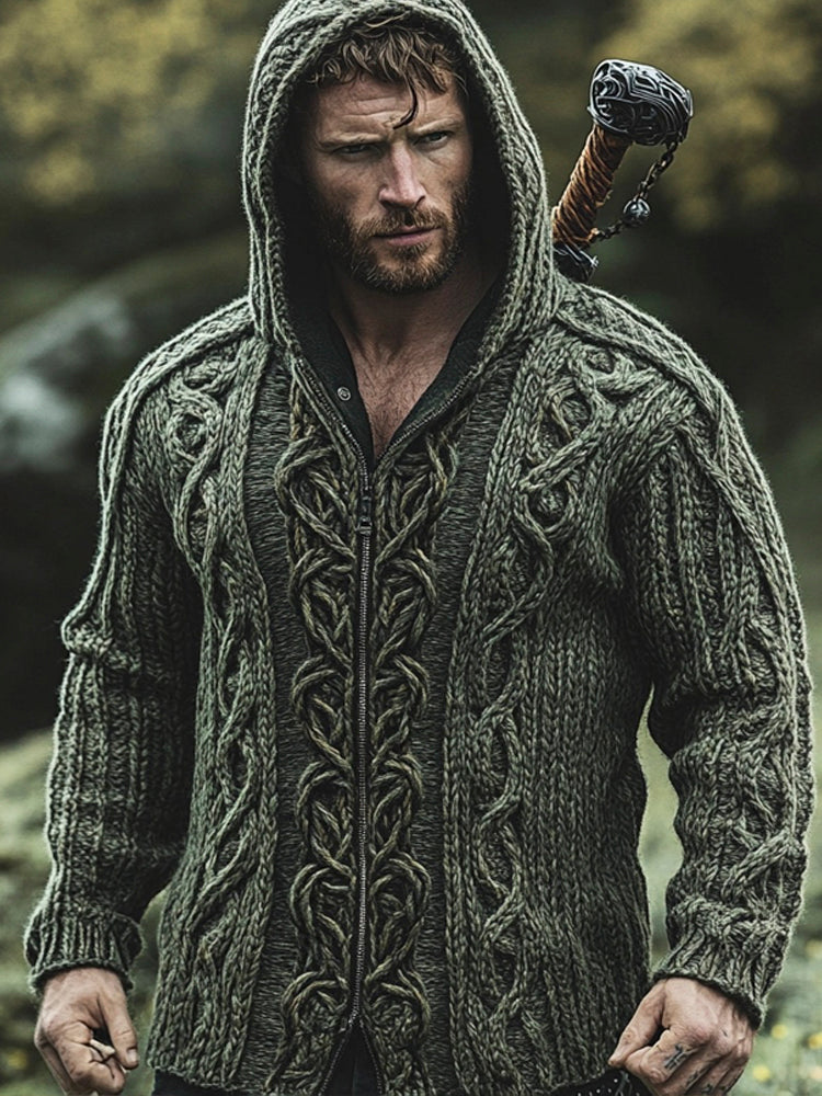 Vintage Celtic Myth Men's Hooded Zipper Sweater elevenforest