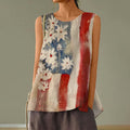 Comstylish Vintage Independence Day American Geometry Floral Art Tank Top