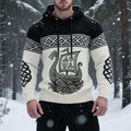 Men's Viking Inspired Celtic Cozy Knit Hooded Sweater elevenforest