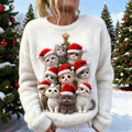 Comstylish Christmas Cat Tree Women's Soft Plush Sweater