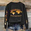 Comstylish Women's Retro Walk For Peace Monks With Aloka Dog Print Casual Sweatshirt