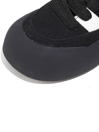Lace-up Round-toe Split-joint Flat Shoes