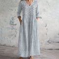 Vintage Embroidered Art Women's Linen Dress elevenforest