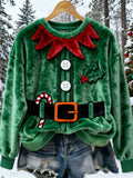 Comstylish Santa Claus Cosplay Design Women's Soft Flannel Sweater
