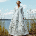 Women's Casual Retro Bohemian Embroidered Floral Print Dress elevenforest