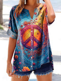 Women's Hippie Pattern Art Print Cotton Linen Casual Shirt