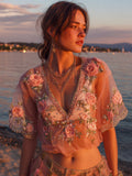 Women's Casual Retro Bohemian Embroidered Floral Print Top elevenforest