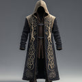 Men's Viking Contrast Color Tree Of Life Embroidered Knit Hooded Coat
