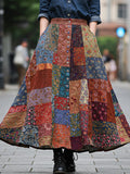 Bohemian Style Colorful Patchwork Ethnic Print Skirt elevenforest