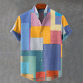 Men's Abstract Colorful Geometric Pattern Art Casual Short Sleeve Shirts elevenforest