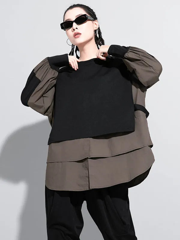 False Two Split-joint Long Sleeve T-shirt