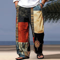 Vintage Geometry Print Graphic Linen Pants elevenforest