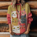 Comstylish Women's Funny Cat Embroidery Round-neck Sweater