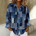 Comstylish Women's Retro Abstract Geometric Print Long-sleeve Shirt